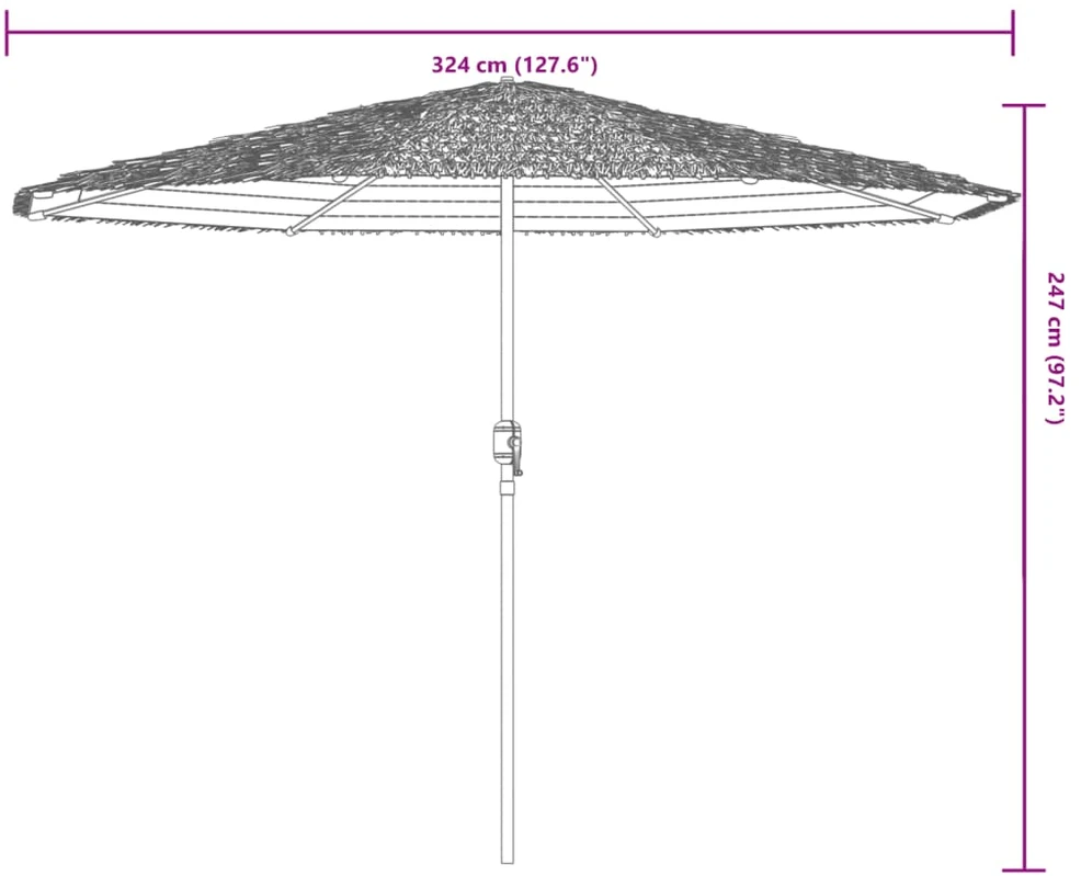 Skėtis nuo saulės su LED/plieniniu stulpu, rudas, 324x324x247cm