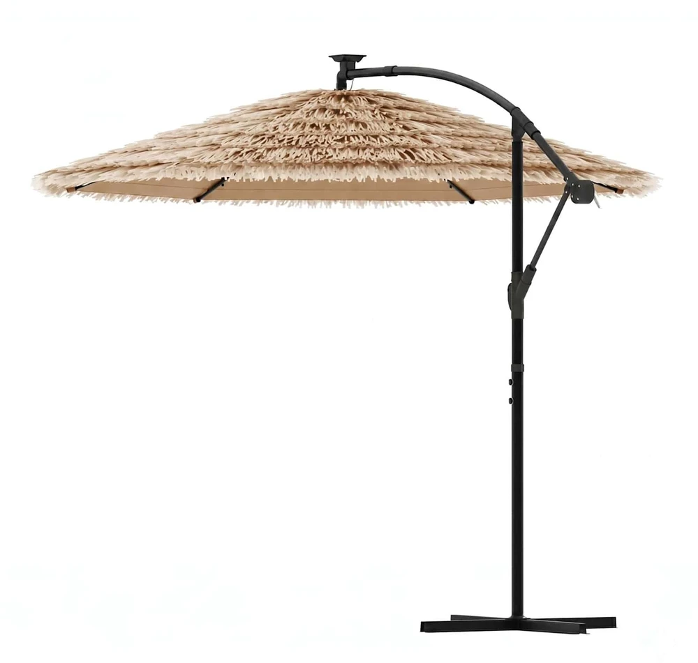 Skėtis nuo saulės su LED/plieniniu stulpu, rudas, 246x246x230cm