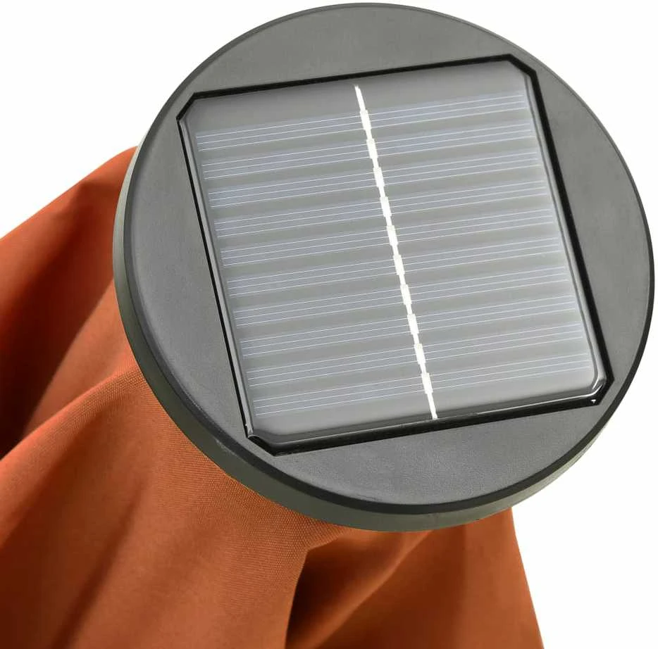 Sodo skėtis nuo saulės su LED, terakota, 200x211cm, aliuminis