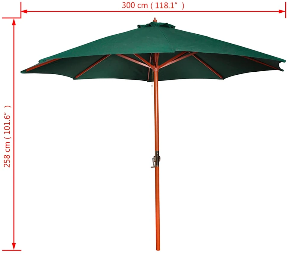 Skėtis nuo saulės, žalios spalvos, 258cm