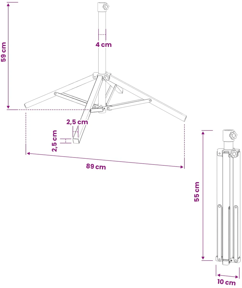 Skėtis stovai Balta Plienas skirtas 25-32 mm Stulpas