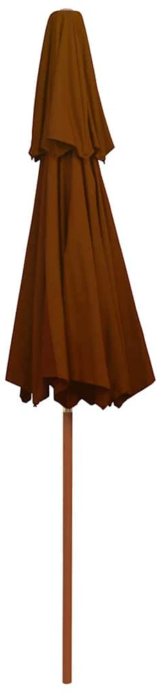 Skėtis su dvigubu stogeliu ir mediniu stulpu, terakota, 270cm