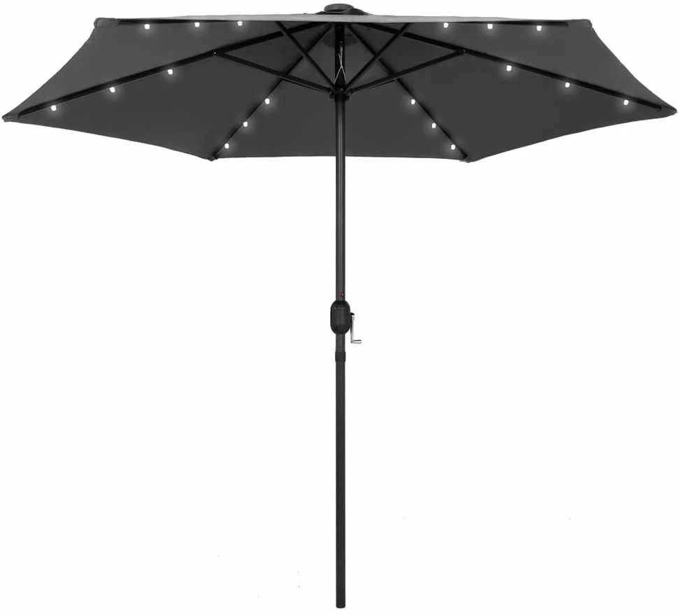 Sodo skėtis su LED ir aliuminio stulpu, antracito, 270cm