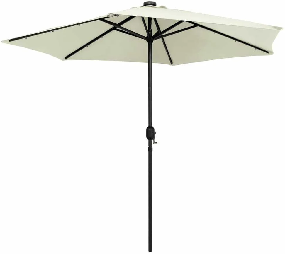 Sodo skėtis su LED ir aliuminio stulpu, smėlio baltas, 270cm