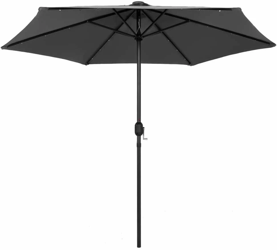 Sodo skėtis su LED ir aliuminio stulpu, antracito, 270cm