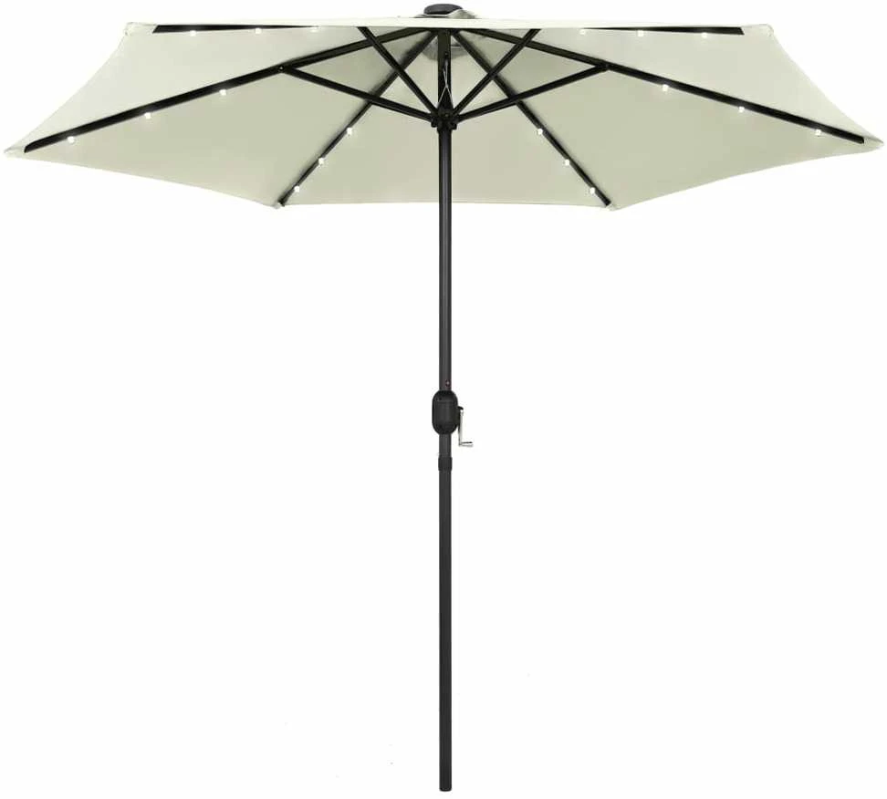 Sodo skėtis su LED ir aliuminio stulpu, smėlio baltas, 270cm