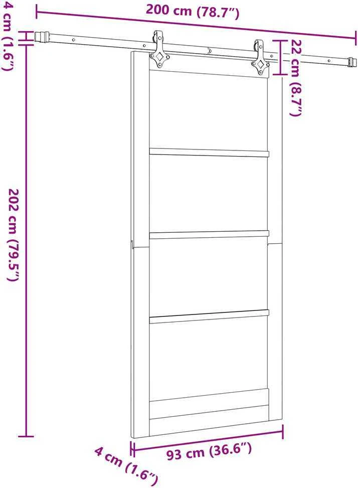 Slankios durys ORKDAL 93 x 202 cm Balta ir juoda