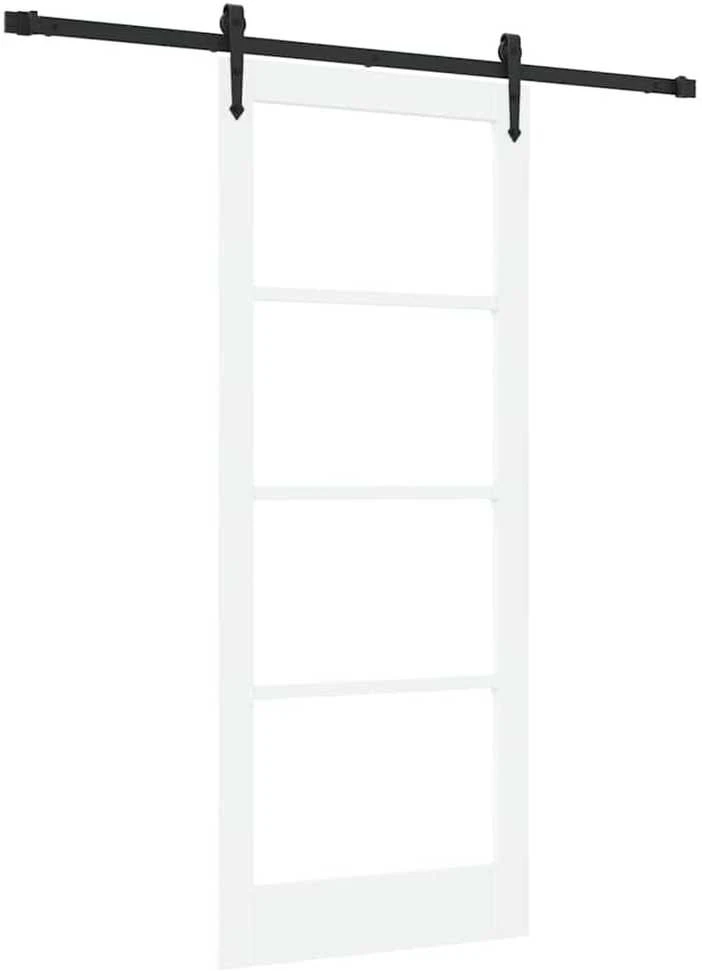 Slankios durys 83 x 202 cm Tvirtos pušies mediena ir stiklas