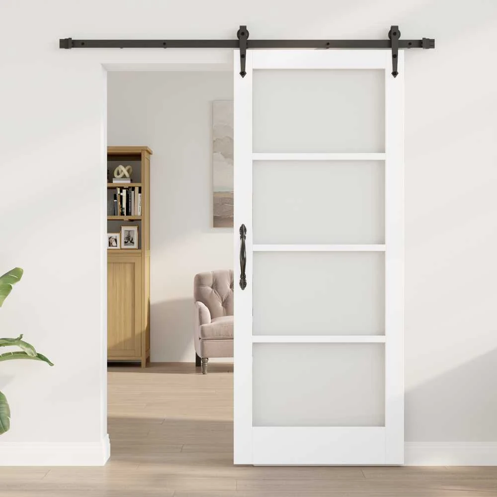 Slankios durys 83 x 202 cm Tvirtos pušies mediena ir stiklas