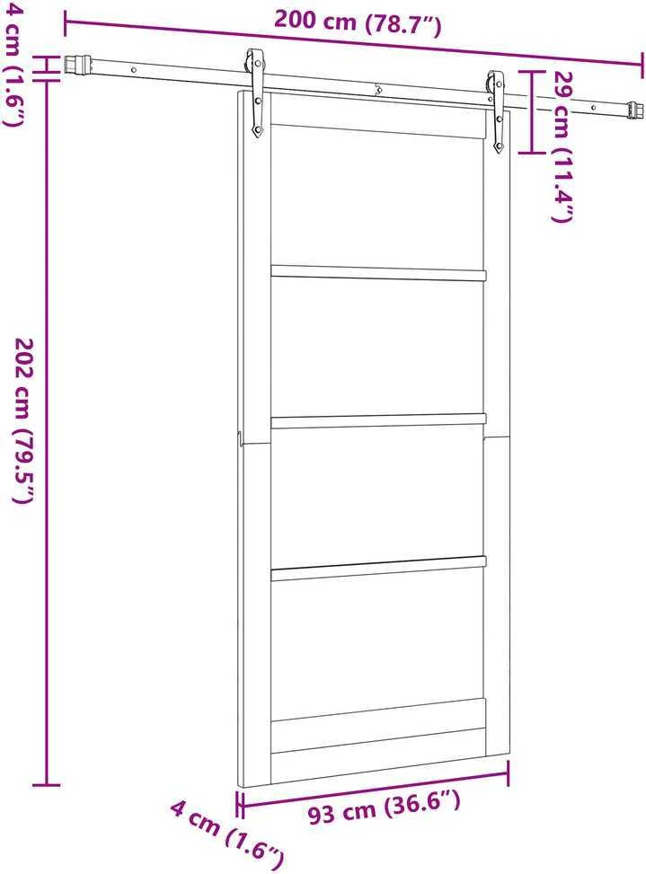 Slankios durys 93 x 202 cm Tvirtos pušies mediena ir stiklas