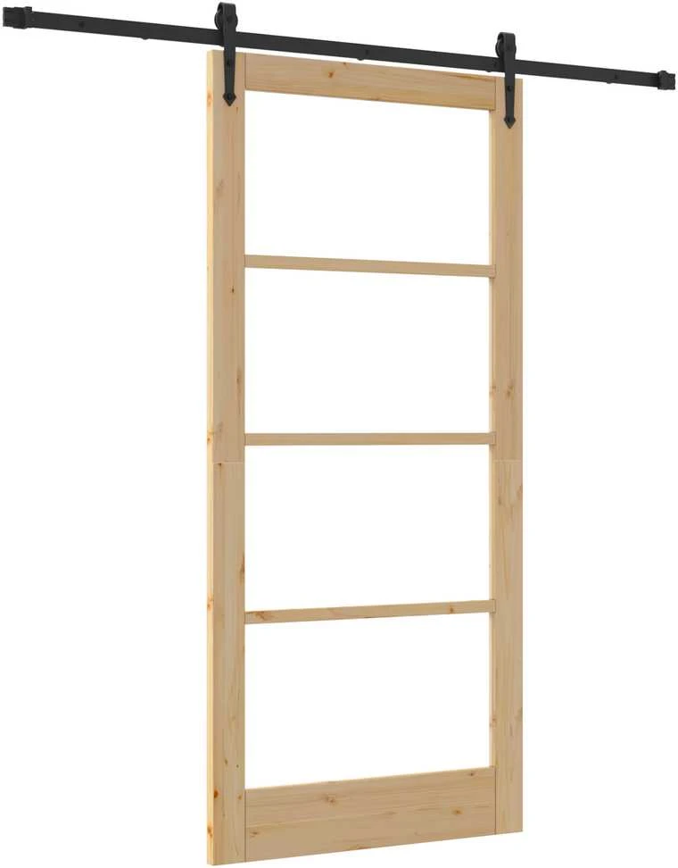 Slankios durys 93 x 202 cm Tvirtos pušies mediena ir stiklas
