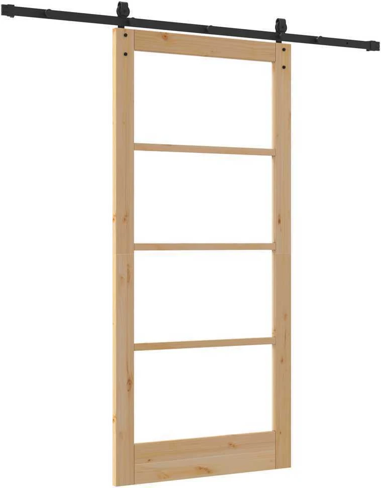 Slankios durys 93 x 202 cm Tvirtos pušies mediena ir stiklas