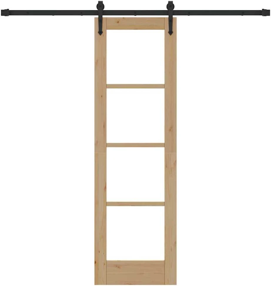 Slankios durys 61 x 198,5 cm Tvirtos pušies mediena ir stiklas