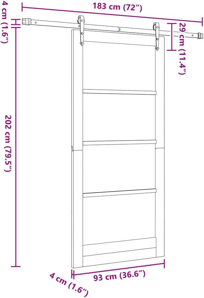 Slankios durys 93 x 202 cm Tvirtos pušies mediena ir stiklas