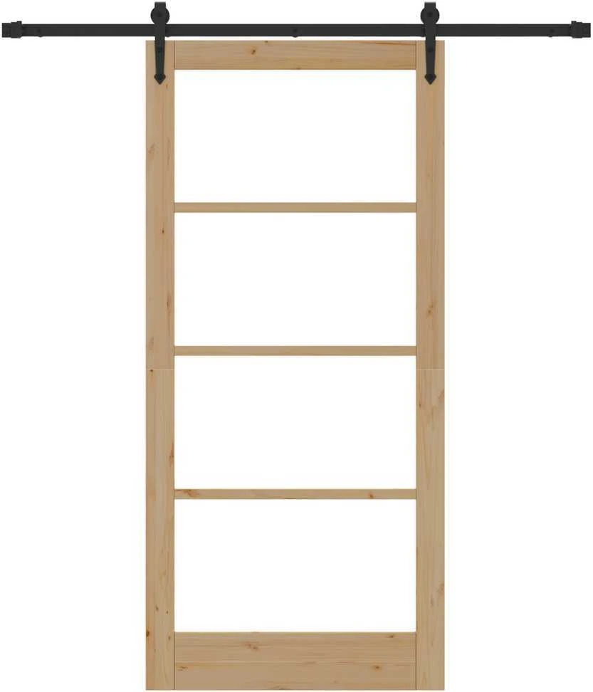 Slankios durys 93 x 202 cm Tvirtos pušies mediena ir stiklas