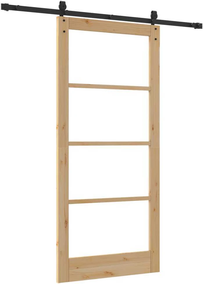 Slankios durys 93 x 202 cm Tvirtos pušies mediena ir stiklas