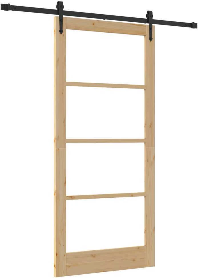 Slankios durys 93 x 202 cm Tvirtos pušies mediena ir stiklas