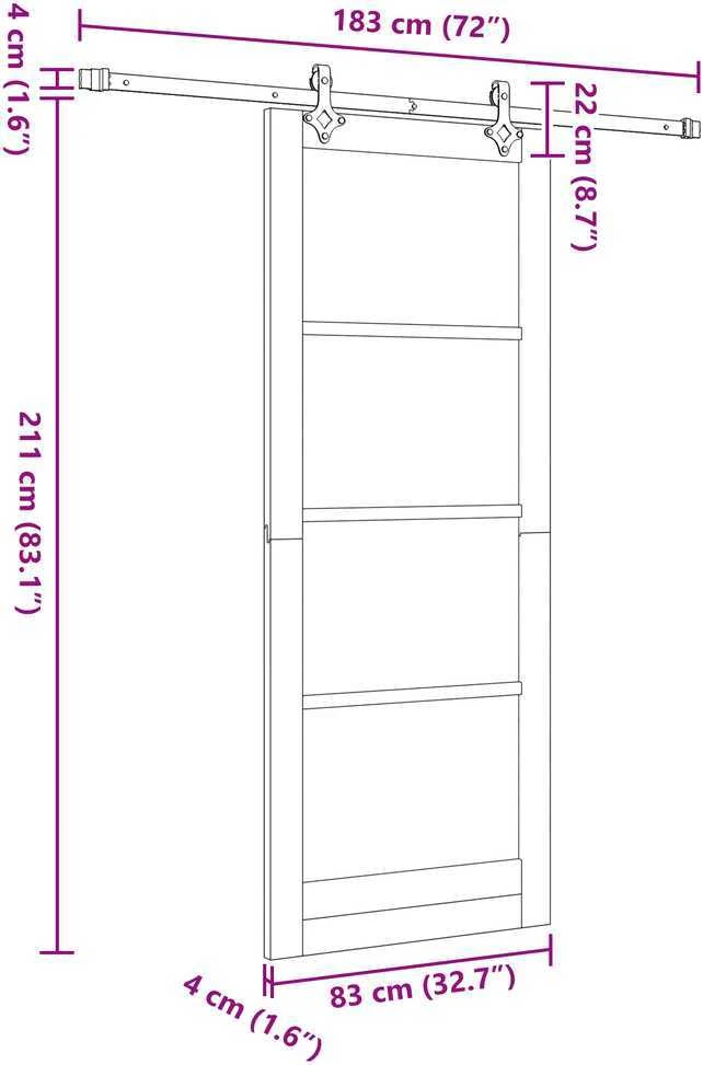 Slankios durys ORKDAL 83 x 211 cm Balta ir juoda