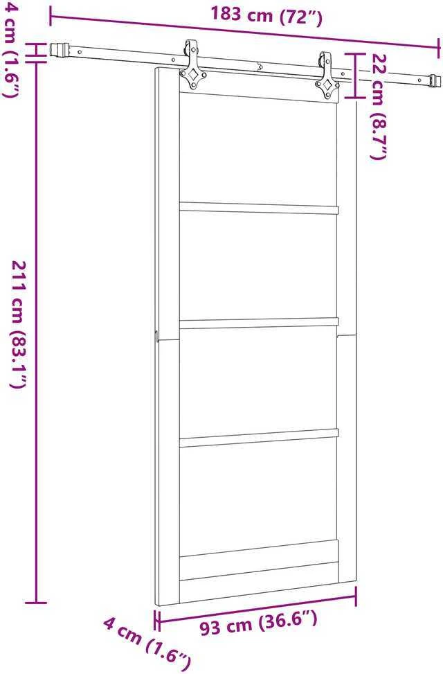 Slankios durys 93 x 211 cm Tvirtos pušies mediena ir stiklas