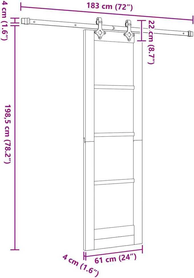 Slankios durys ORKDAL 61 x 198,5 cm Balta ir juoda