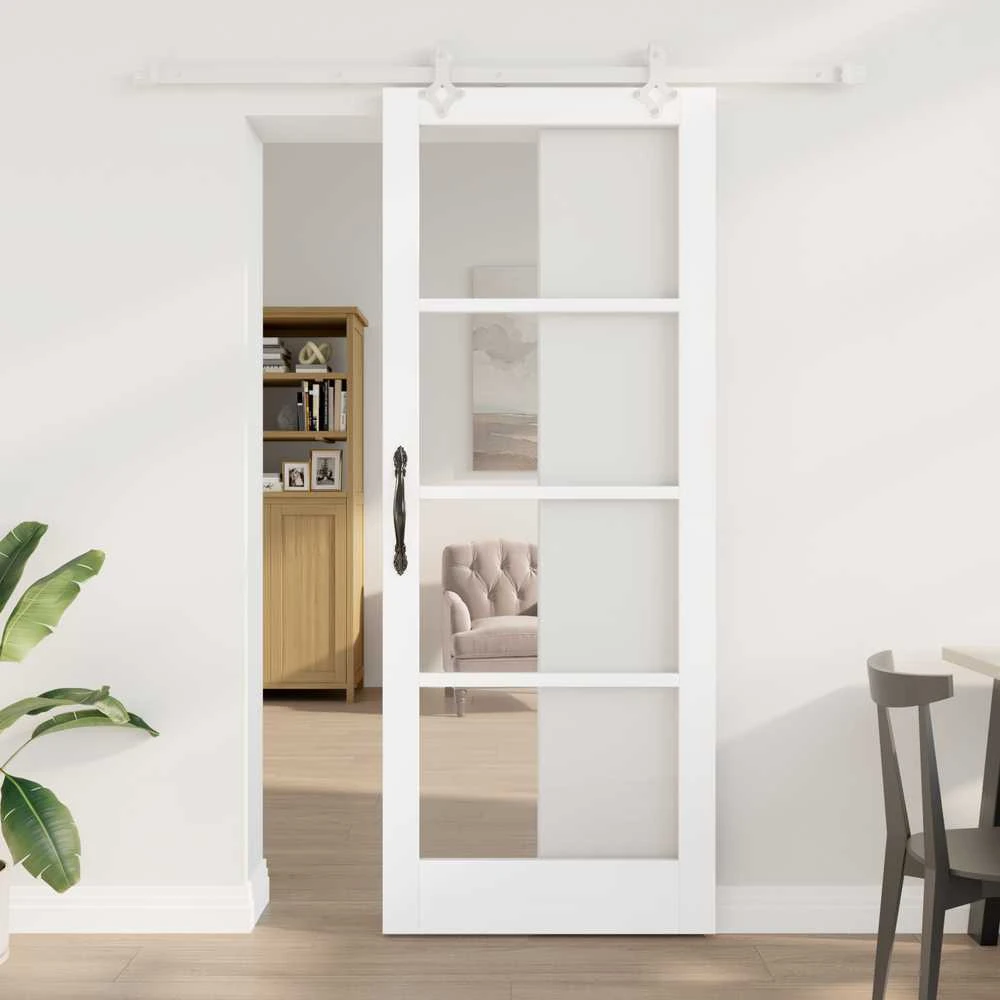 Slankios durys 83 x 211 cm Tvirtos pušies mediena ir stiklas