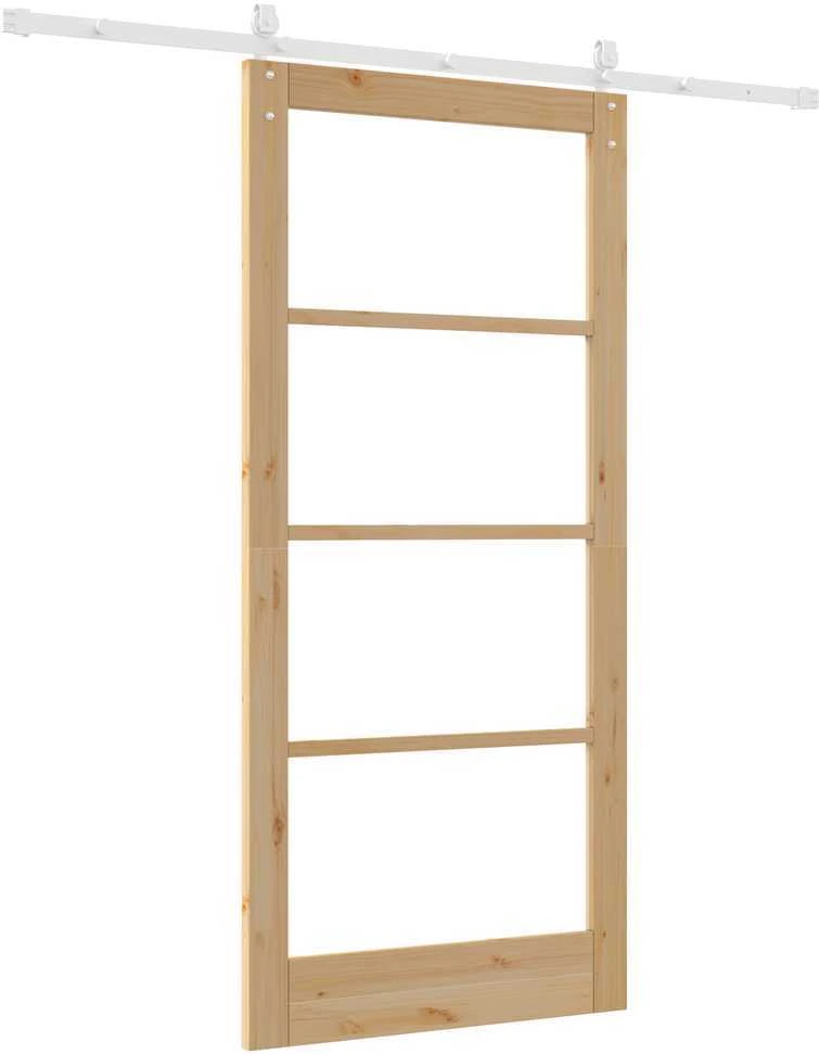 Slankios durys 93 x 202 cm Tvirtos pušies mediena ir stiklas