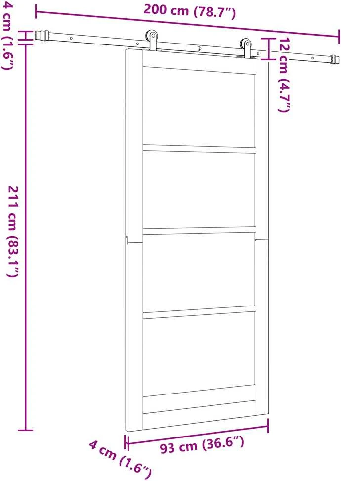Slankios durys ORKDAL 93 x 211 cm Natūrali ir juoda