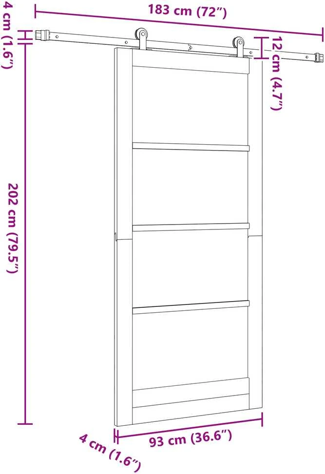 Slankios durys ORKDAL 93 x 202 cm Natūrali ir juoda