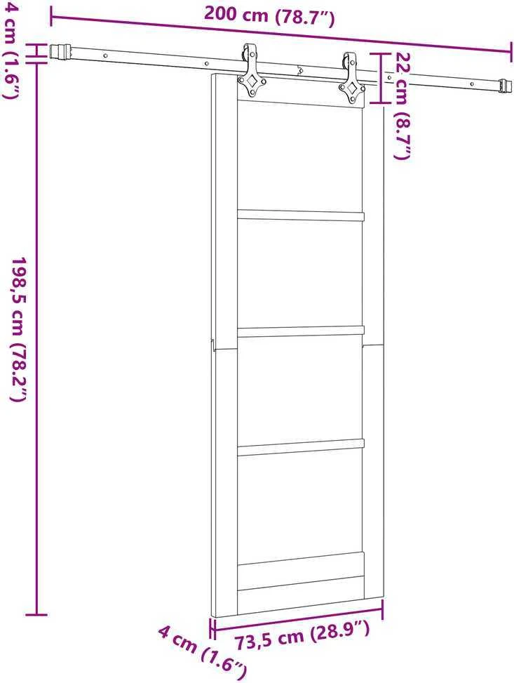 Slankios durys ORKDAL 73,5 x 198,5 cm Natūrali ir juoda