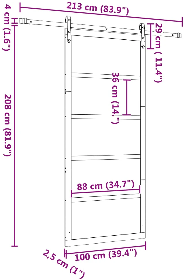 Slankios durys 100 x 208 cm Pušies medienos masyvas Natūrali