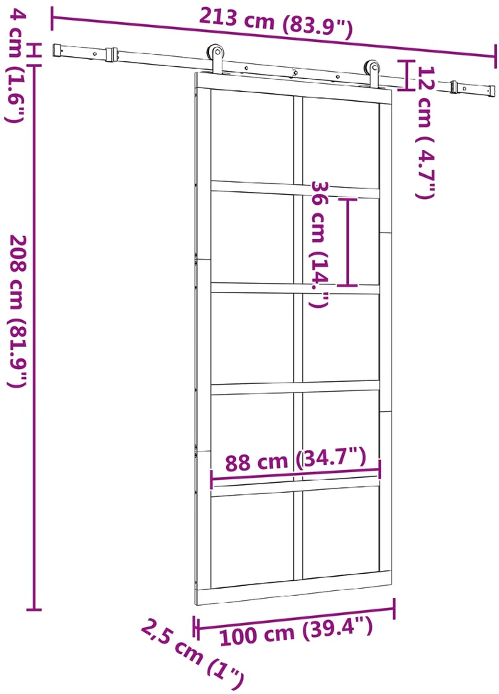 Slankios durys 100 x 208 cm Pušies medienos masyvas Natūrali