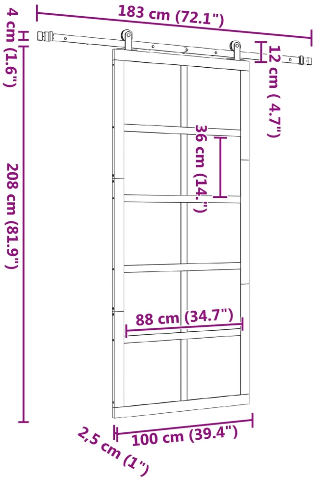 Slankios durys 100 x 208 cm Pušies medienos masyvas Natūrali
