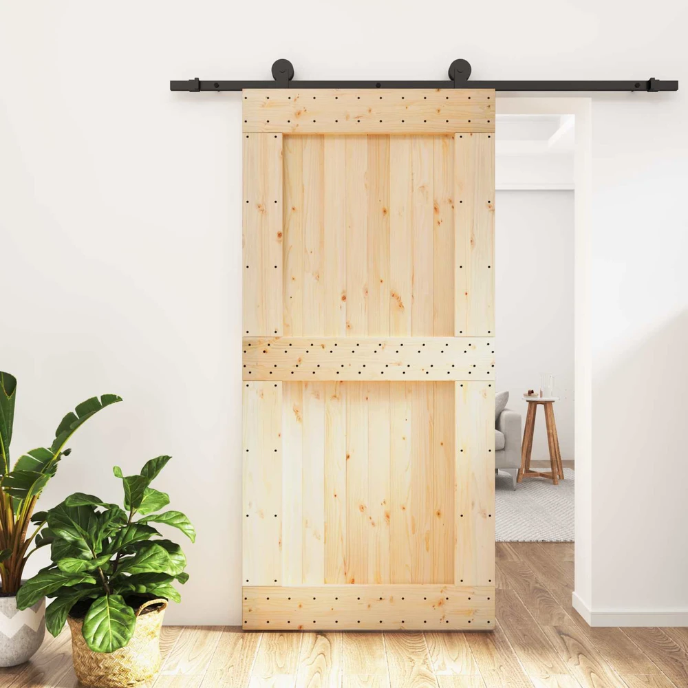 Slankios durys 100 x 210 cm Natūrali ir juoda