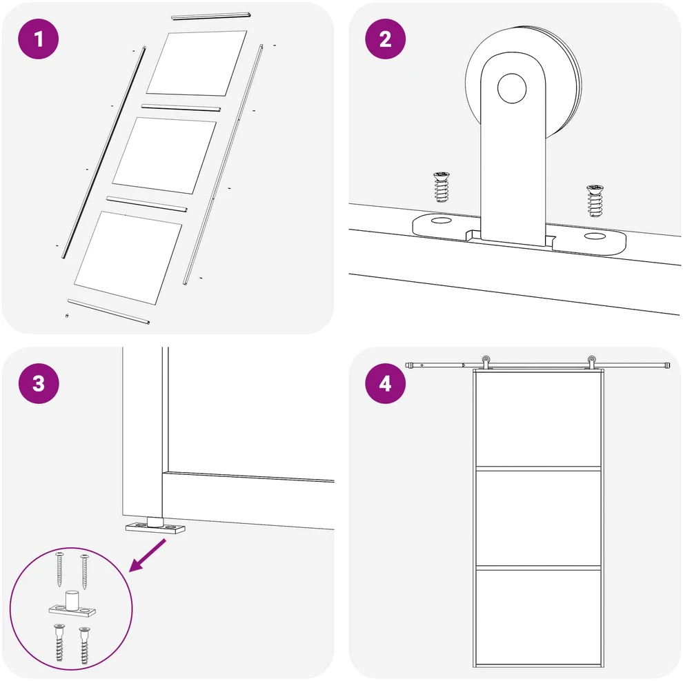 Slankios durys 102 x 205 cm Grūdintas stiklas ir aliuminis
