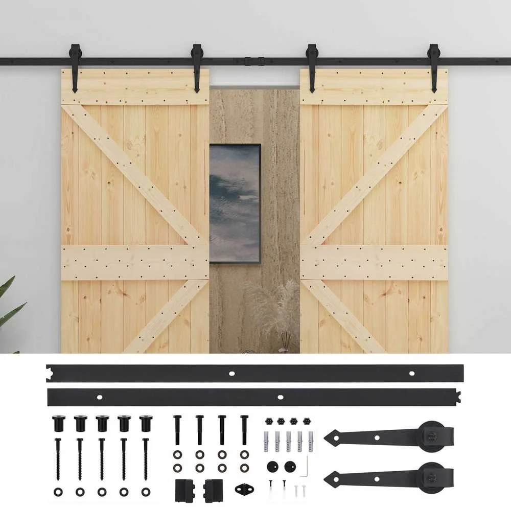 Slankios durys 2 vnt. 100 x 210 cm Pušies medienos masyvas