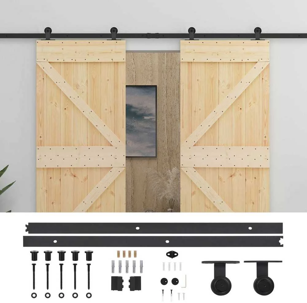 Slankios durys 2 vnt. 90 x 210 cm Pušies medienos masyvas