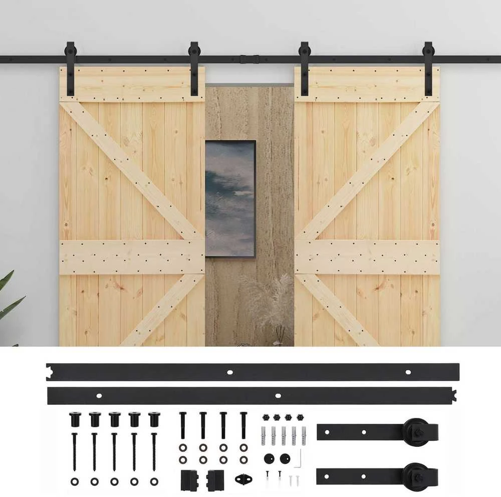 Slankios durys 2 vnt. 100 x 210 cm Pušies medienos masyvas