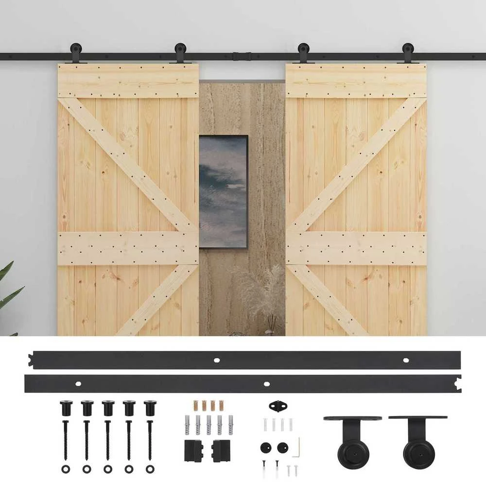Slankios durys 2 vnt. 80 x 210 cm Pušies medienos masyvas
