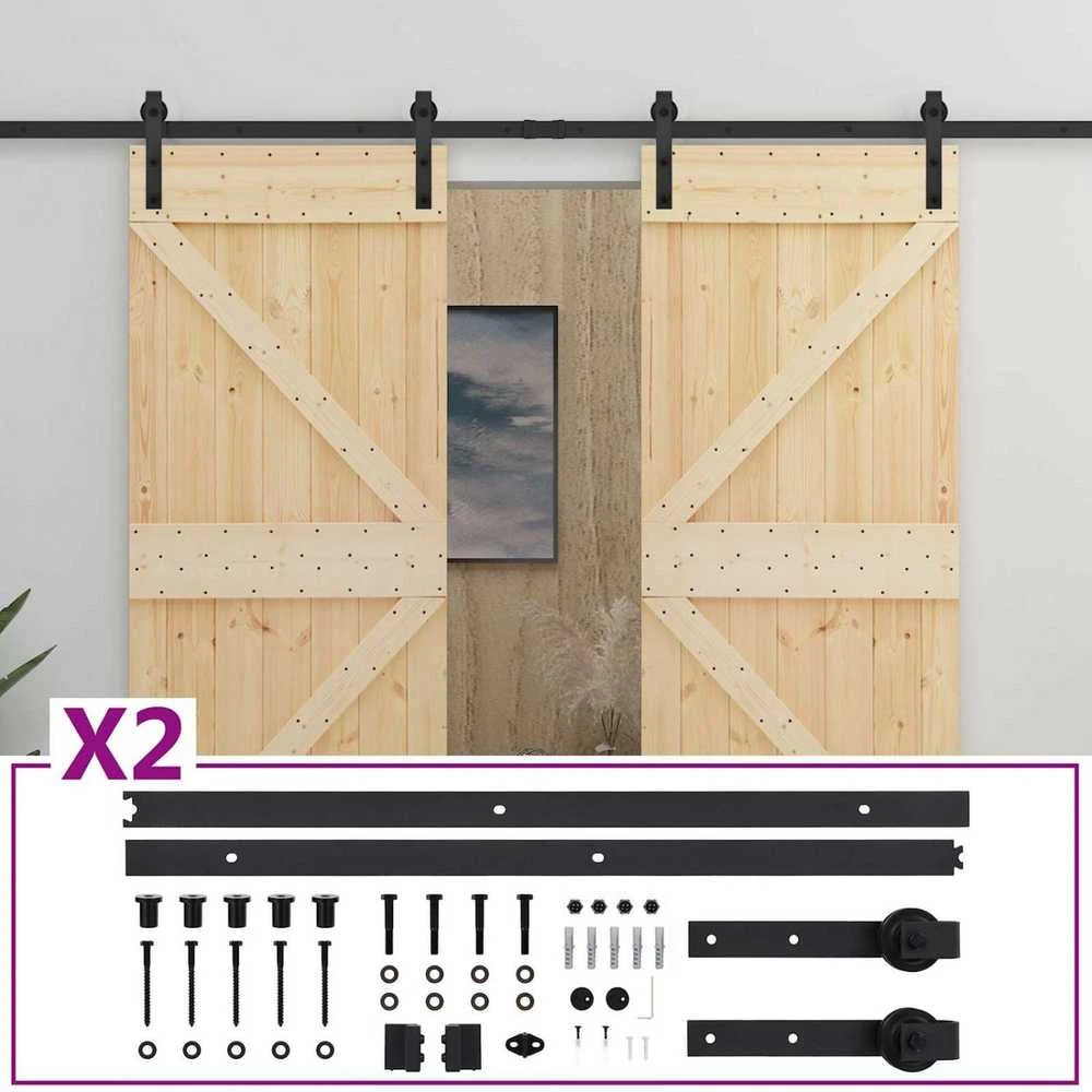 Slankios durys 2 vnt. 80 x 210 cm Pušies medienos masyvas