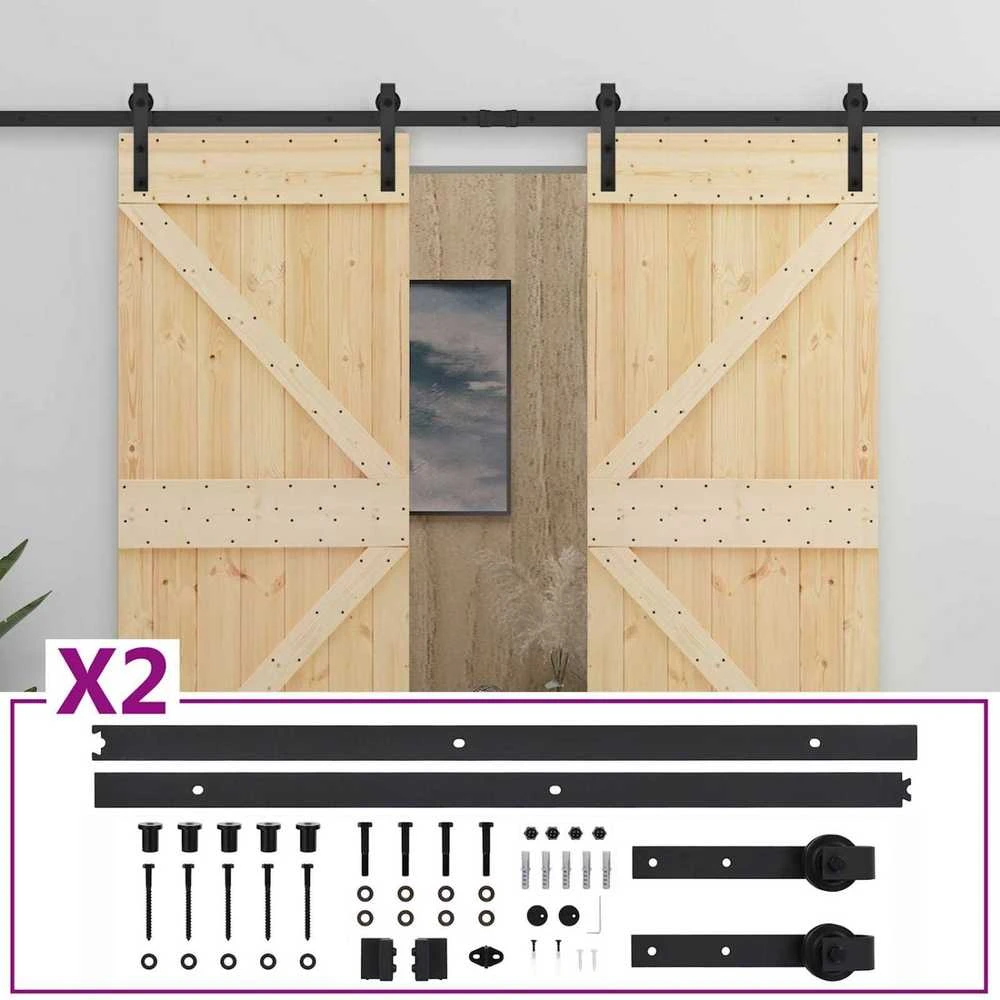 Slankios durys 2 vnt. 80 x 210 cm Pušies medienos masyvas