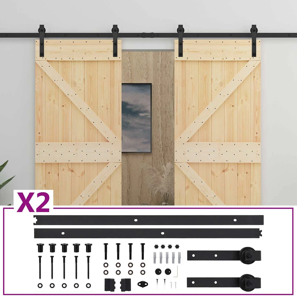 Slankios durys 2 vnt. 80 x 210 cm Pušies medienos masyvas