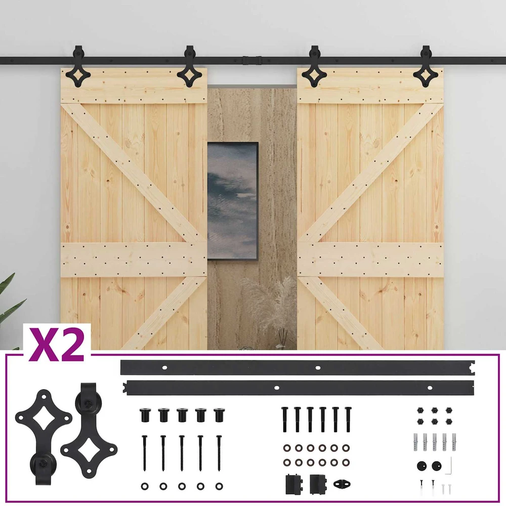 Slankios durys 2 vnt. 80 x 210 cm Pušies medienos masyvas