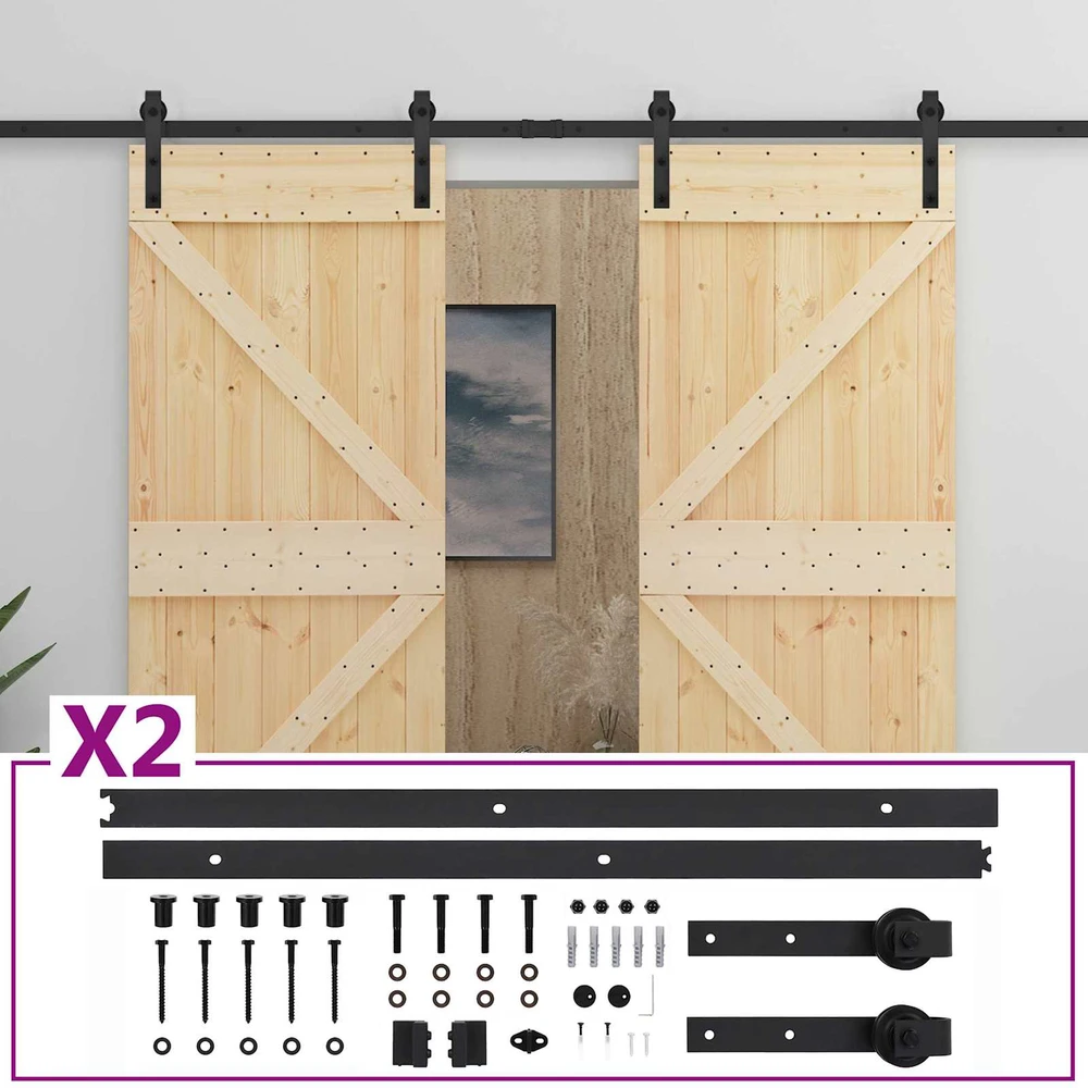 Slankios durys 2 vnt. 90 x 210 cm Pušies medienos masyvas