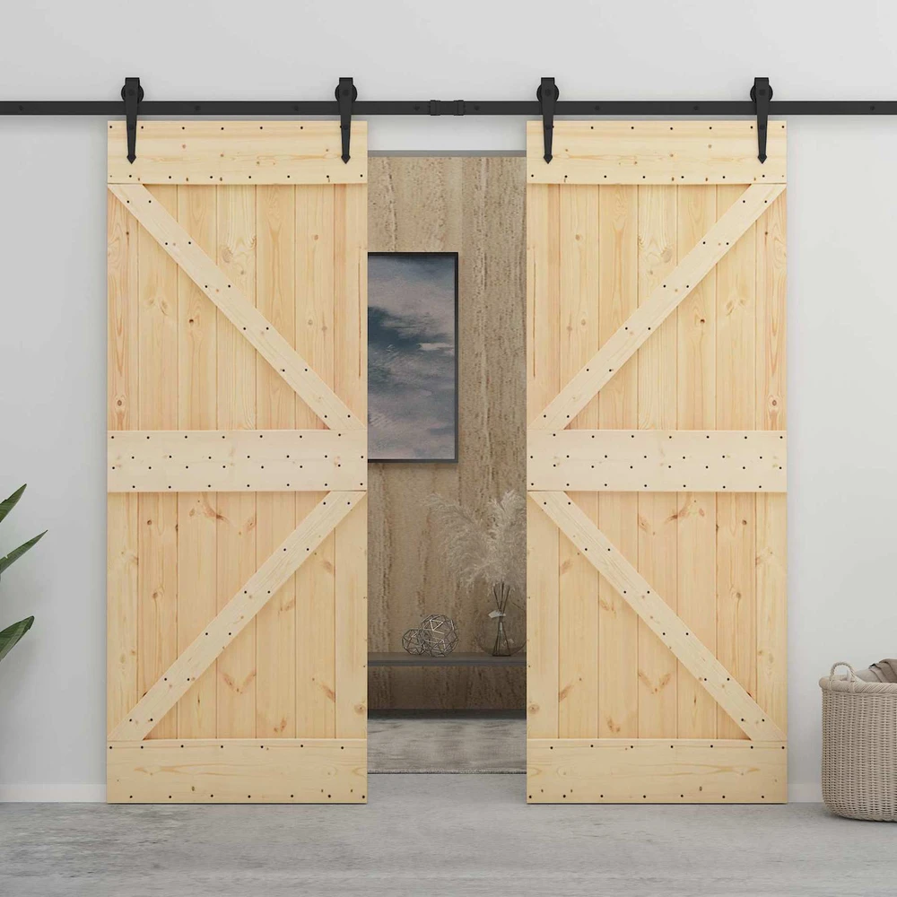 Slankios durys 2 vnt. 90 x 210 cm Pušies medienos masyvas