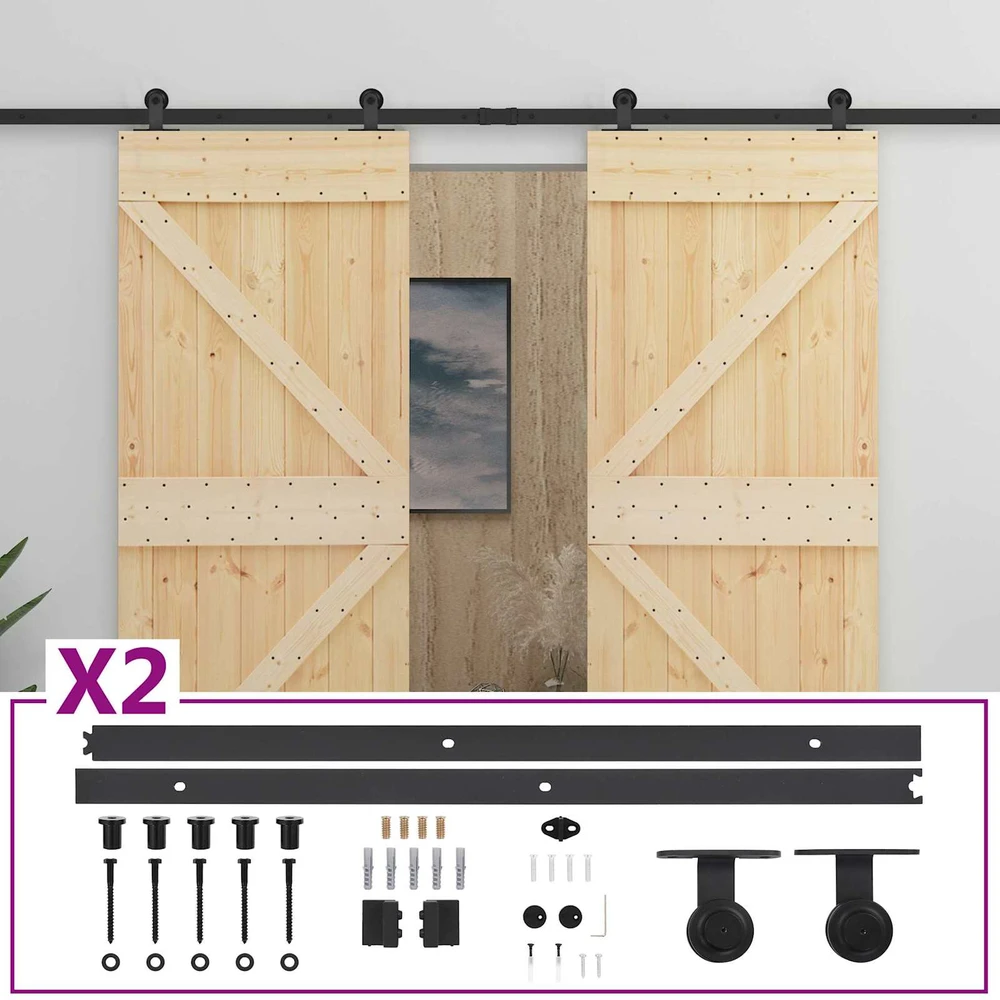 Slankios durys 2 vnt. 90 x 210 cm Pušies medienos masyvas