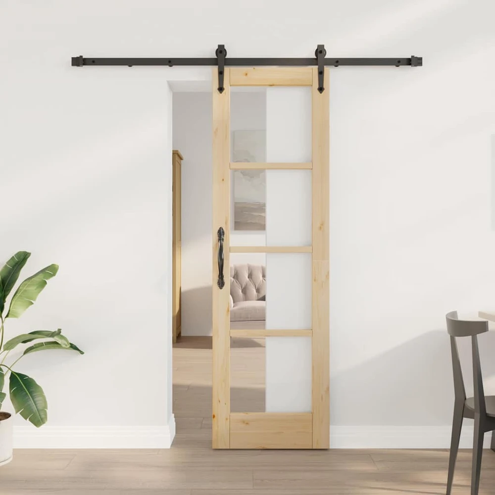 Slankios durys 61 x 198,5 cm Tvirtos pušies mediena ir stiklas