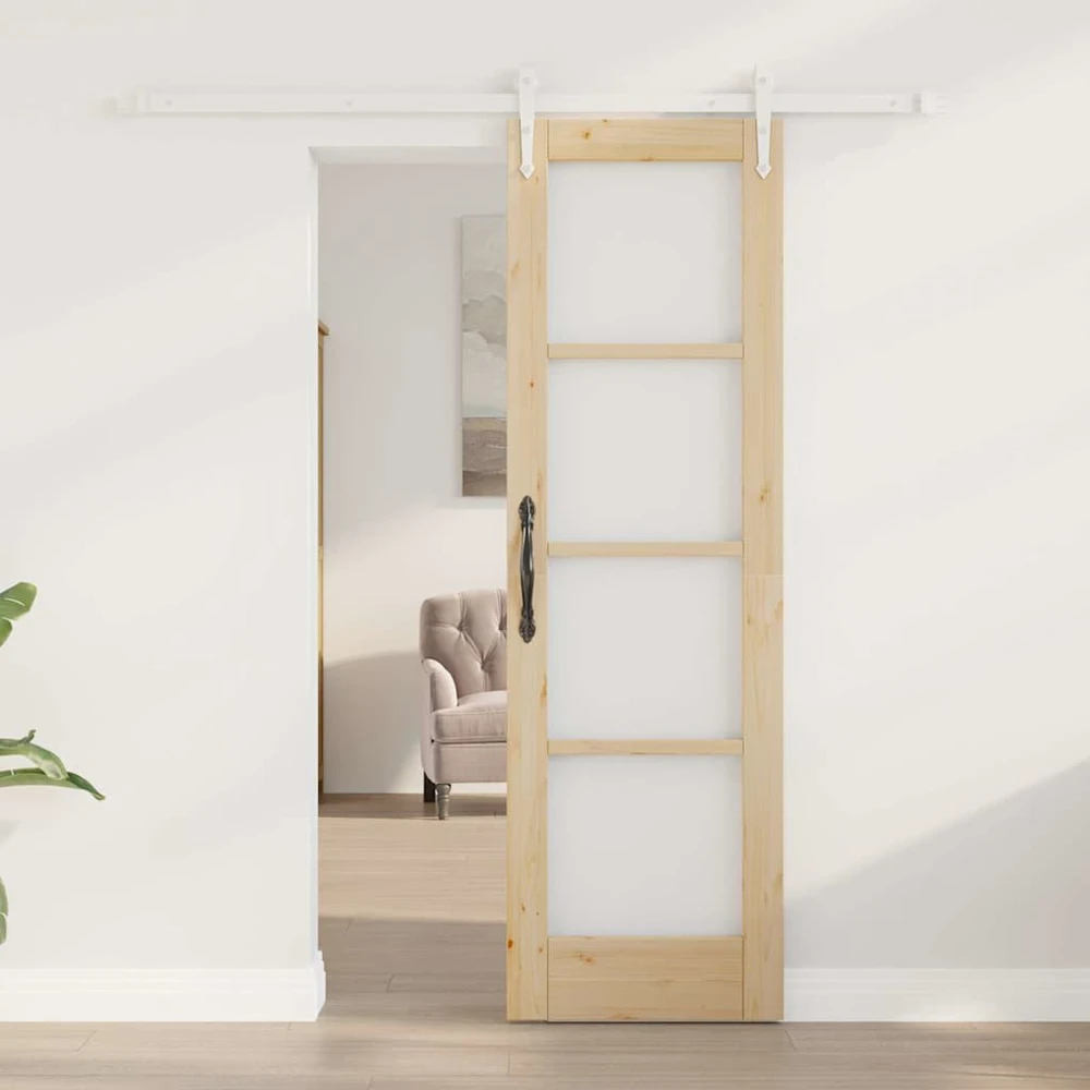 Slankios durys 61 x 198,5 cm Tvirtos pušies mediena ir stiklas