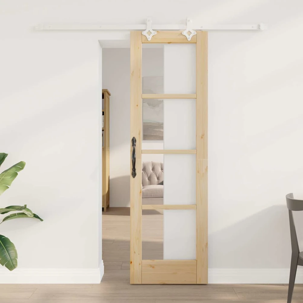 Slankios durys 61 x 198,5 cm Tvirtos pušies mediena ir stiklas