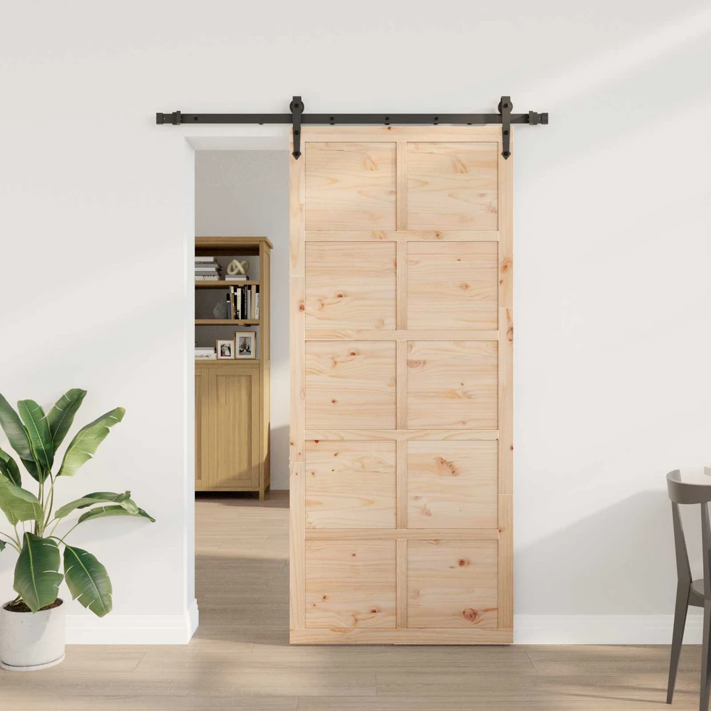 Slankios durys 80 x 208 cm Pušies medienos masyvas Natūrali