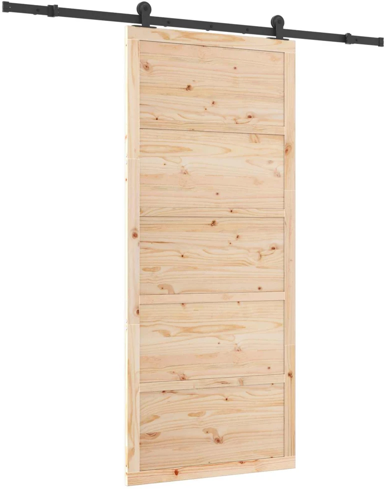 Slankios durys 80 x 208 cm Pušies medienos masyvas Natūrali